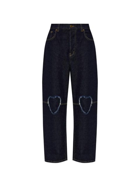 Moschino heart-cut-out frayed jeans - Blue - zdjęcie produktu nr 1