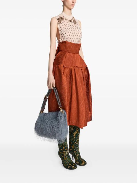 DRIES VAN NOTEN swirl-jacquard midi skirt - Red - zdjęcie produktu nr 2