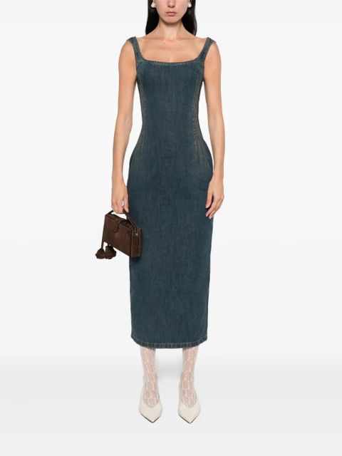 Magda Butrym square-neck denim dress - Blue