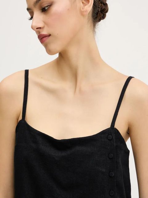 Abercrombie & Fitch sukienka lniana kolor czarny mini prosta KI159-5572