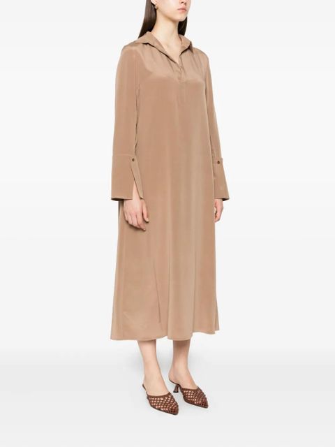 Max Mara button-cuff silk dress - Brown