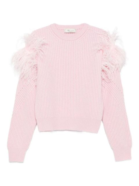 Blumarine feather-detail ribbed sweater - Pink - zdjęcie produktu nr 1