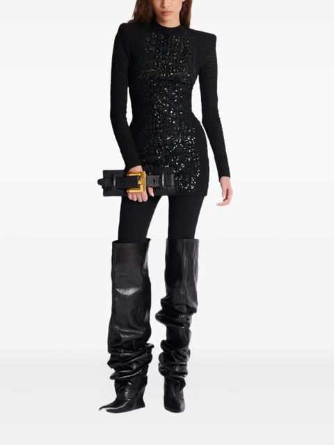 Balmain sequin-embellished knit mini dress - Black - zdjęcie produktu nr 2