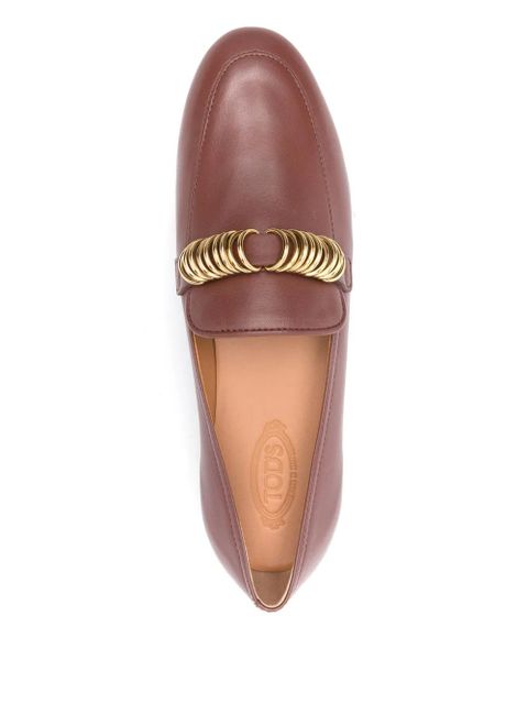 Tod's ring-embellished loafers - Brown