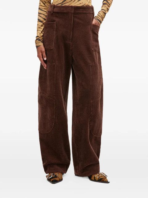 GANNI curved corduroy palazzo pants - Brown