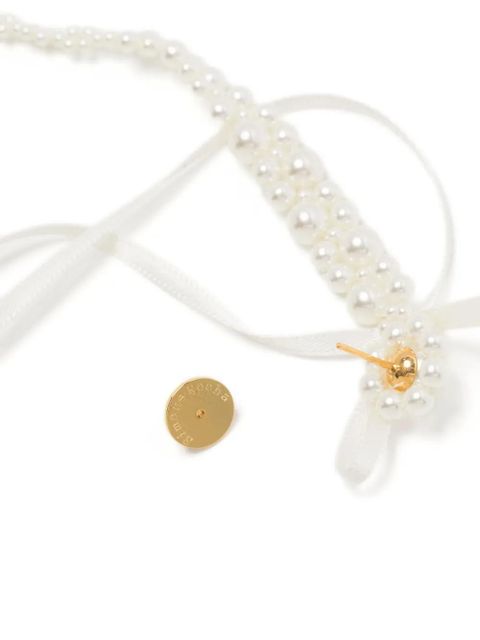 Simone Rocha slim bow ribbon drip earrings - White - zdjęcie produktu nr 2