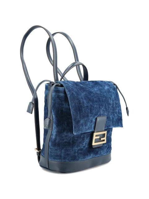 FENDI logo-plaque backpack - Blue