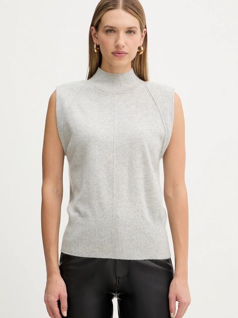 BOSS kamizelka kaszmirowa damski kolor szary lekki z półgolfem 50548506