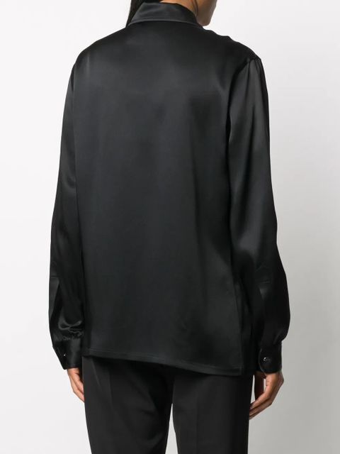 Maison Margiela satin long-sleeve shirt - Black