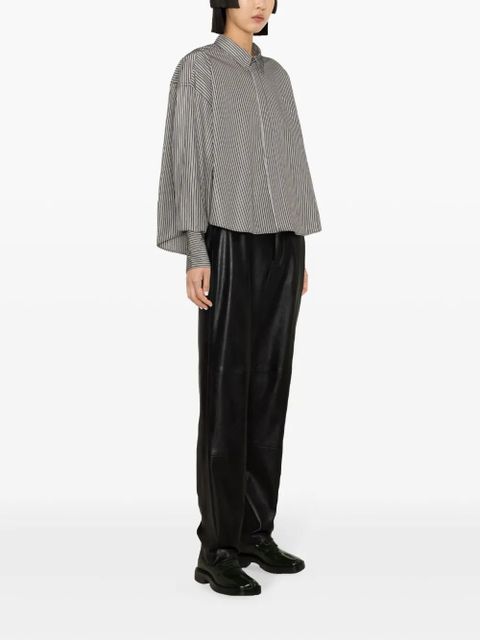 AMI Paris striped cropped cotton shirt - Black