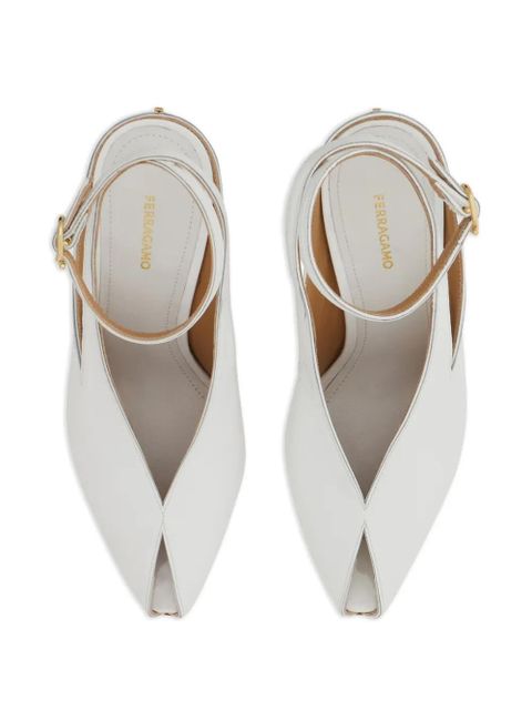Ferragamo 90mm peep-toe wedge pumps - White