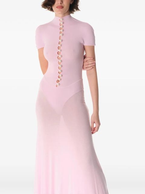 MANURÍ button-detail mock-neck maxi dress - Pink