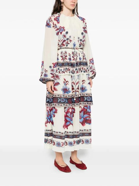 FARM Rio Malu Winter floral-print maxi dress - Neutrals