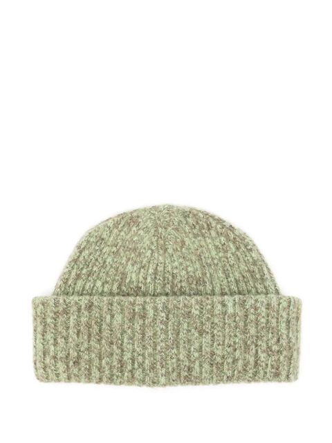 GANNI ribbed-knit beanie - Green