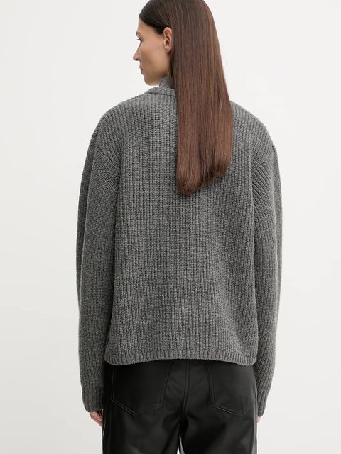 G-Star sweter wełniany 0 damski kolor szary ciepły z golfem D27730.D770