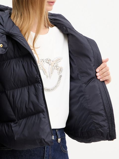 Pinko kurtka kolor granatowy zimowa oversize 101602 A2P6