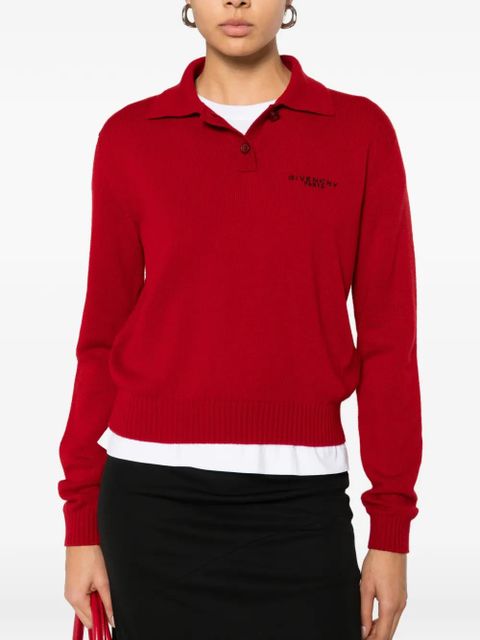 Givenchy long-sleeves polo top - Red