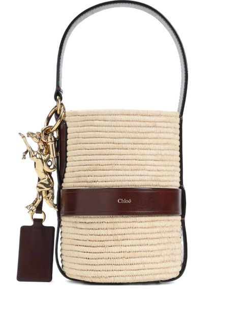 Chloé logo raffia shoulder bag - Neutrals - zdjęcie produktu nr 2