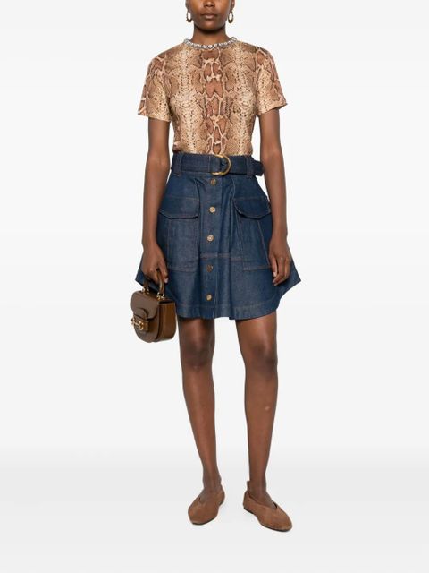ZIMMERMANN embellished snake-print T-shirt - Neutrals
