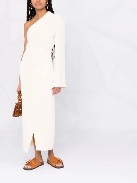 Nanushka one-shoulder midi wrap dress - Neutrals - zdjęcie produktu nr 2