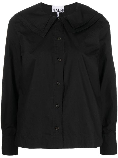 GANNI layered bib-collar cotton shirt - Black - zdjęcie produktu nr 1