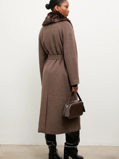 Answear.LAB płaszcz wełniany kolor brązowy