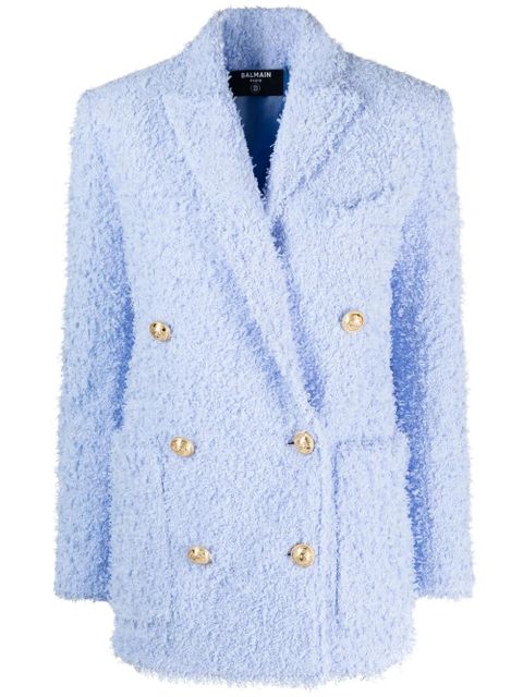 Balmain oversized double-breasted tweed blazer - Blue - zdjęcie produktu nr 1