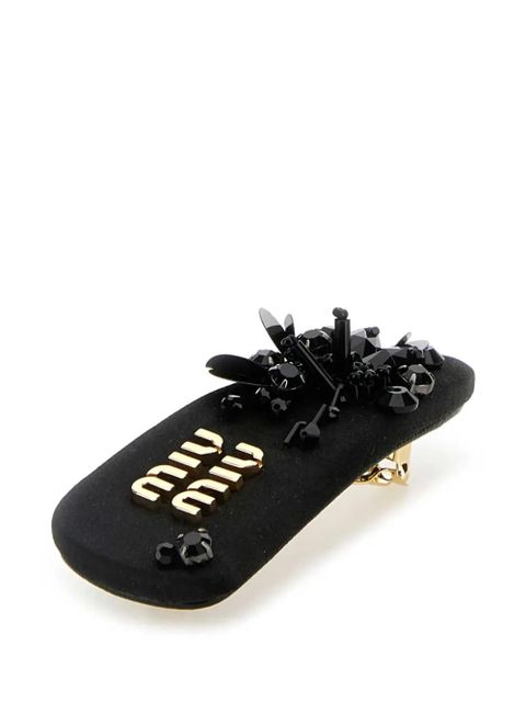 Miu Miu logo-lettering hair clip - Black