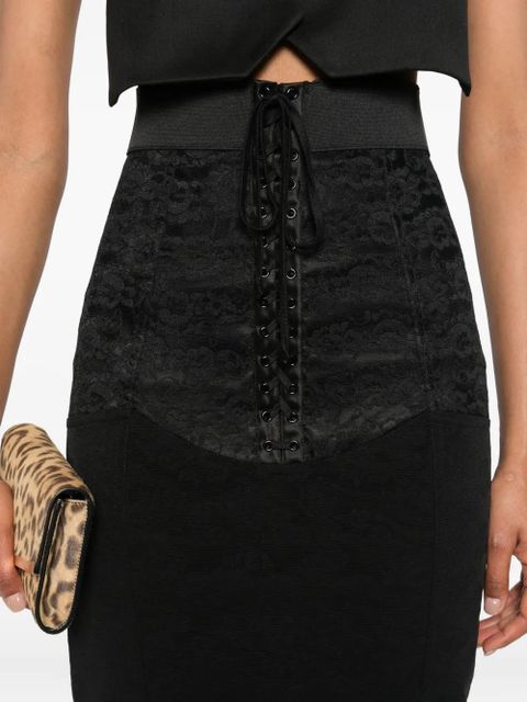 Dolce & Gabbana lace-up midi skirt - Black