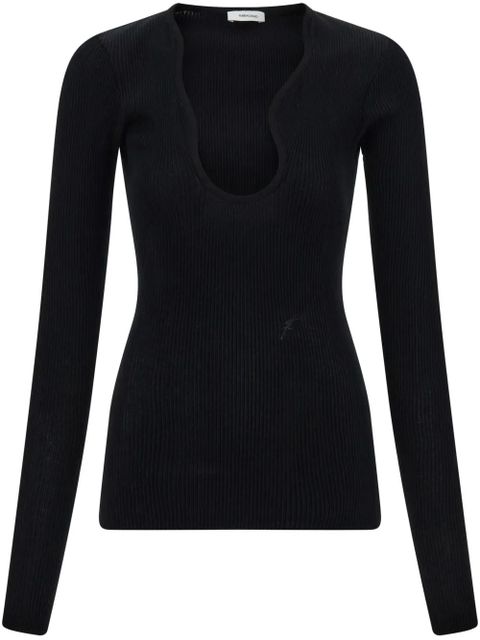 Ferragamo rippled-neckline sweater - Black - zdjęcie produktu nr 1