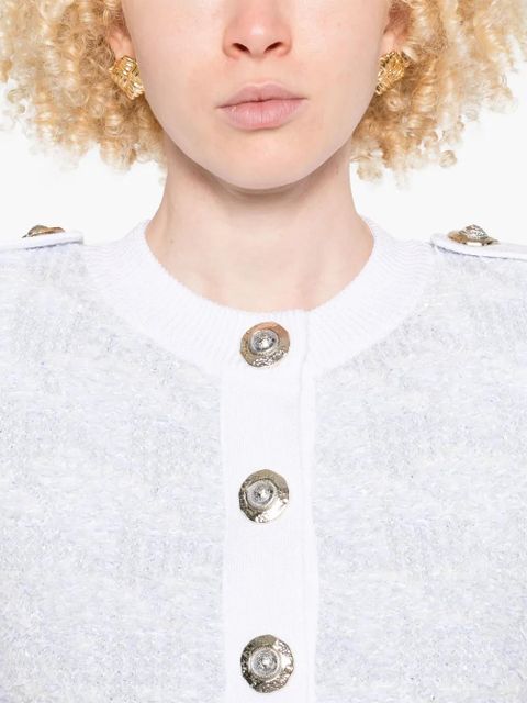 Balmain short-sleeve tweed cardigan - Blue