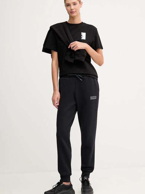 Napapijri spodnie dresowe M-Box damskie kolor czarny z nadrukiem NP0A4HZ60411