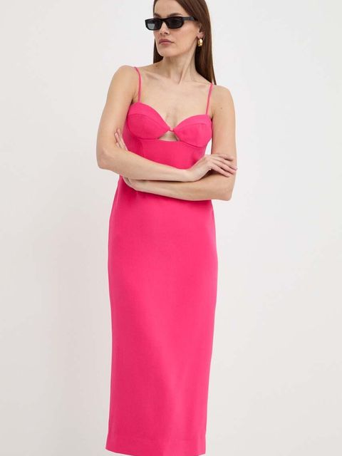 Bardot sukienka VIENNA kolor różowy midi dopasowana 58558DB
