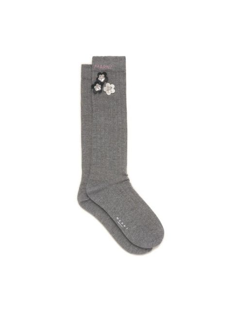 Marni ribbed daisy-detrail socks - Grey - zdjęcie produktu nr 2