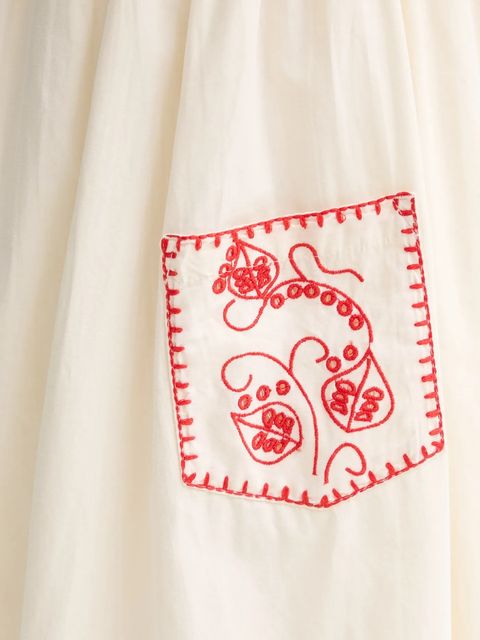 Never Fully Dressed spódnica bawełniana kolor beżowy midi rozkloszowana NFDSK650