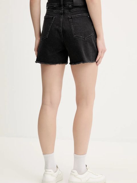 Tommy Jeans szorty jeansowe damskie kolor czarny gładkie high waist DW0DW21381 - zdjęcie produktu nr 2
