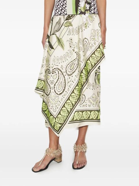 Tory Burch silk scarf wrap skirt - Green