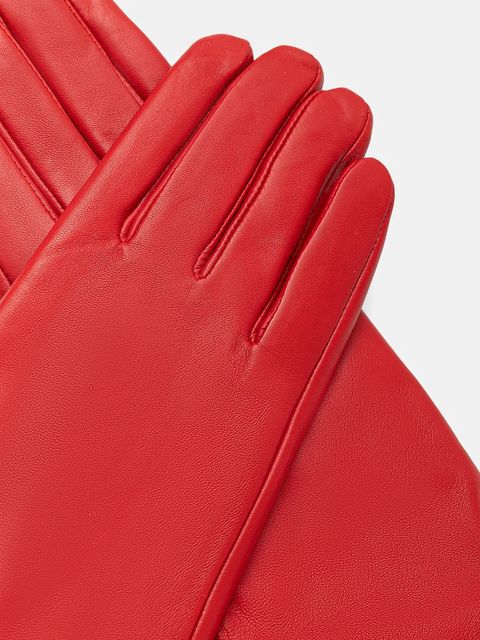 Answear.LAB rękawiczki skórzane damskie kolor czerwony - zdjęcie produktu nr 2