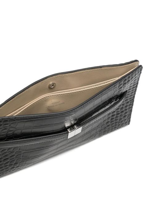 TOTEME belted crocodile-embossed cross body bag - Black