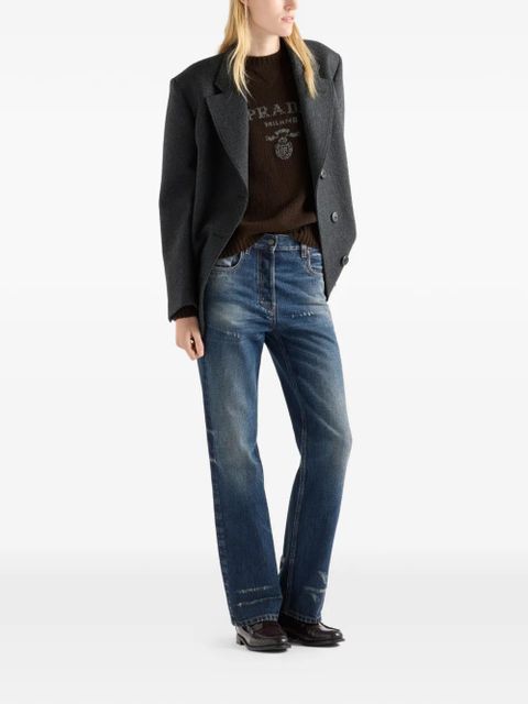 Prada logo crew-neck sweater - Brown