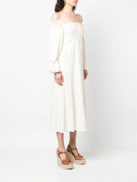 Cult Gaia cold-shoulder ruffle-sleeve dress - Neutrals