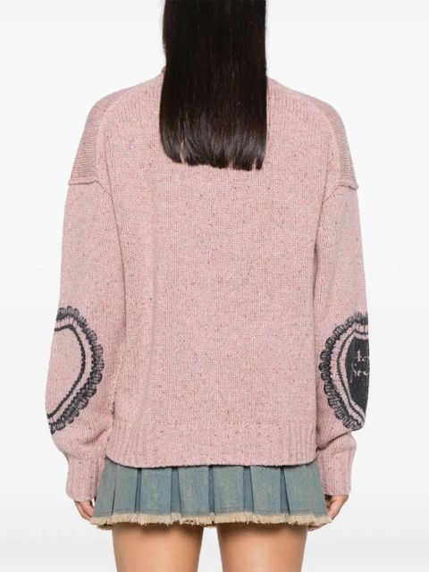 Acne Studios heart-print chunky-knit jumper - Pink