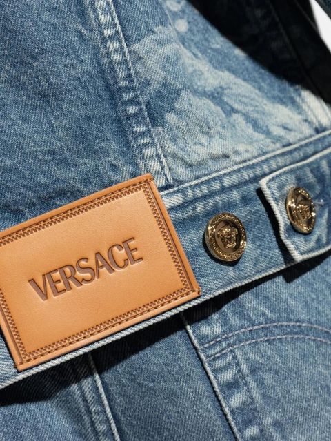 Versace floral-print denim jacket - Blue