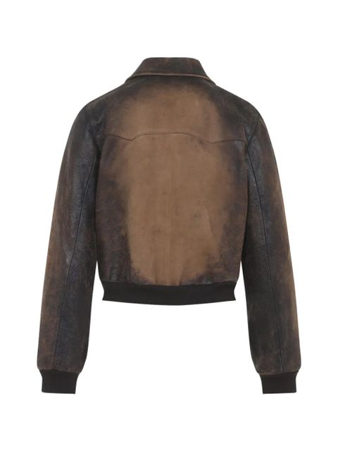 Miu Miu pocket logo leather jacket - Brown - zdjęcie produktu nr 2