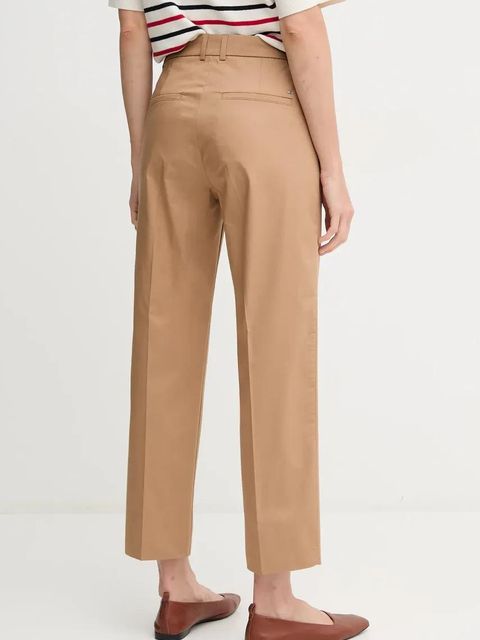 Tommy Hilfiger spodnie damskie kolor brązowy proste high waist WW0WW40504