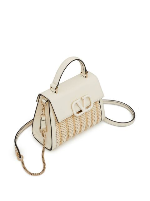 Valentino Garavani small VSling wicker top-handle bag - Neutrals