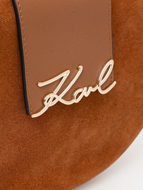 Karl Lagerfeld torebka zamszowa K/SIGNATURE kolor brązowy B1W30196