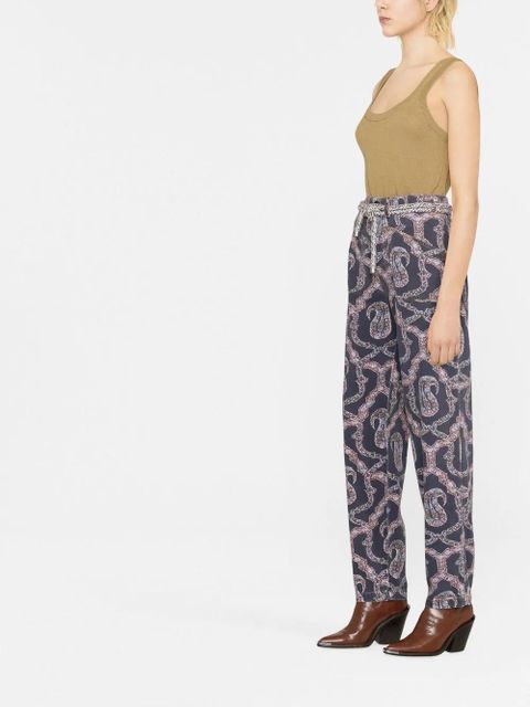 ETRO abstract-pattern tapered-leg trousers - Blue