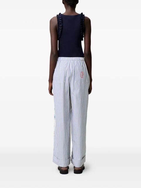 Claudie Pierlot striped-hem embroidered palazzo pants - White