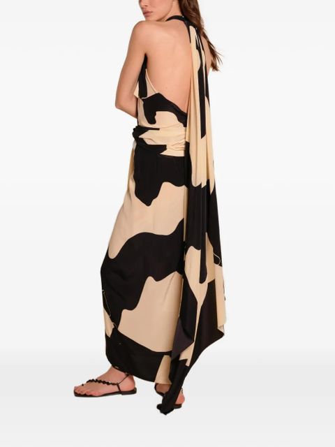 Johanna Ortiz Shadows halterneck abstract maxi dress - Neutrals